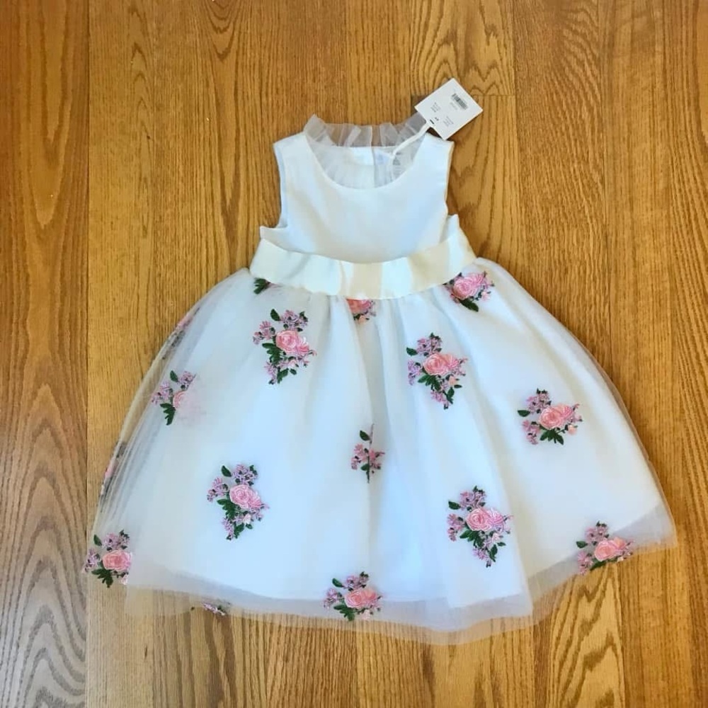 Janie and Jack NWT sz 2 Floral White and Pink Special Occasion Dress